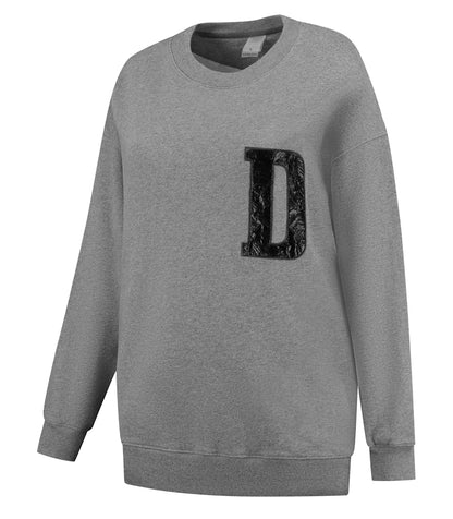 Deblon Sports Sweatshirt Oversize Grau D-Patch Schwarz Baumwolle French Terry Unisex Seitlich
