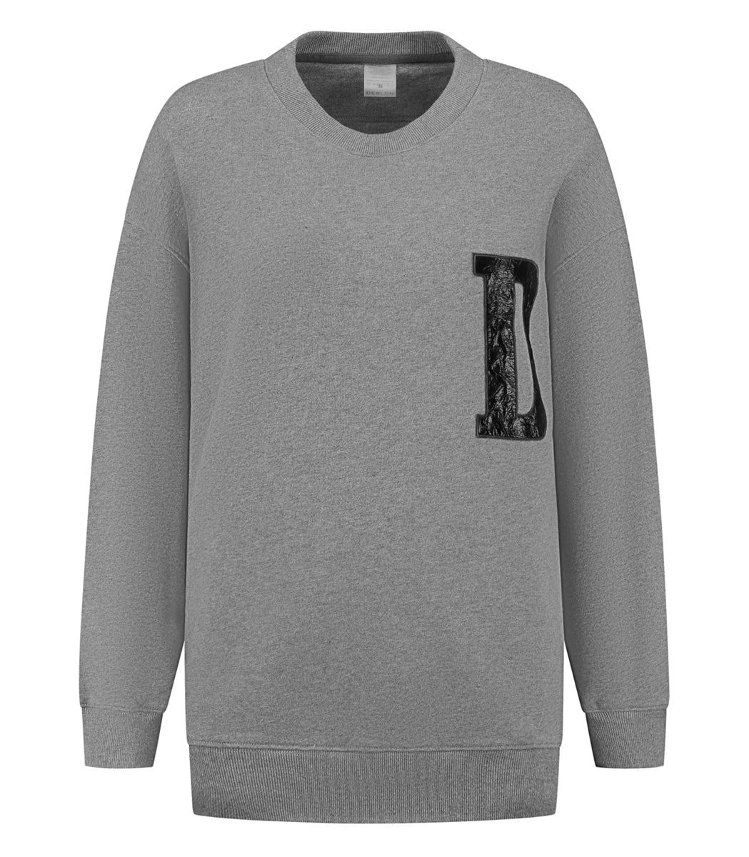 Deblon Sports Sweatshirt Oversize Grau D-Patch Schwarz Baumwolle French Terry Unisex
