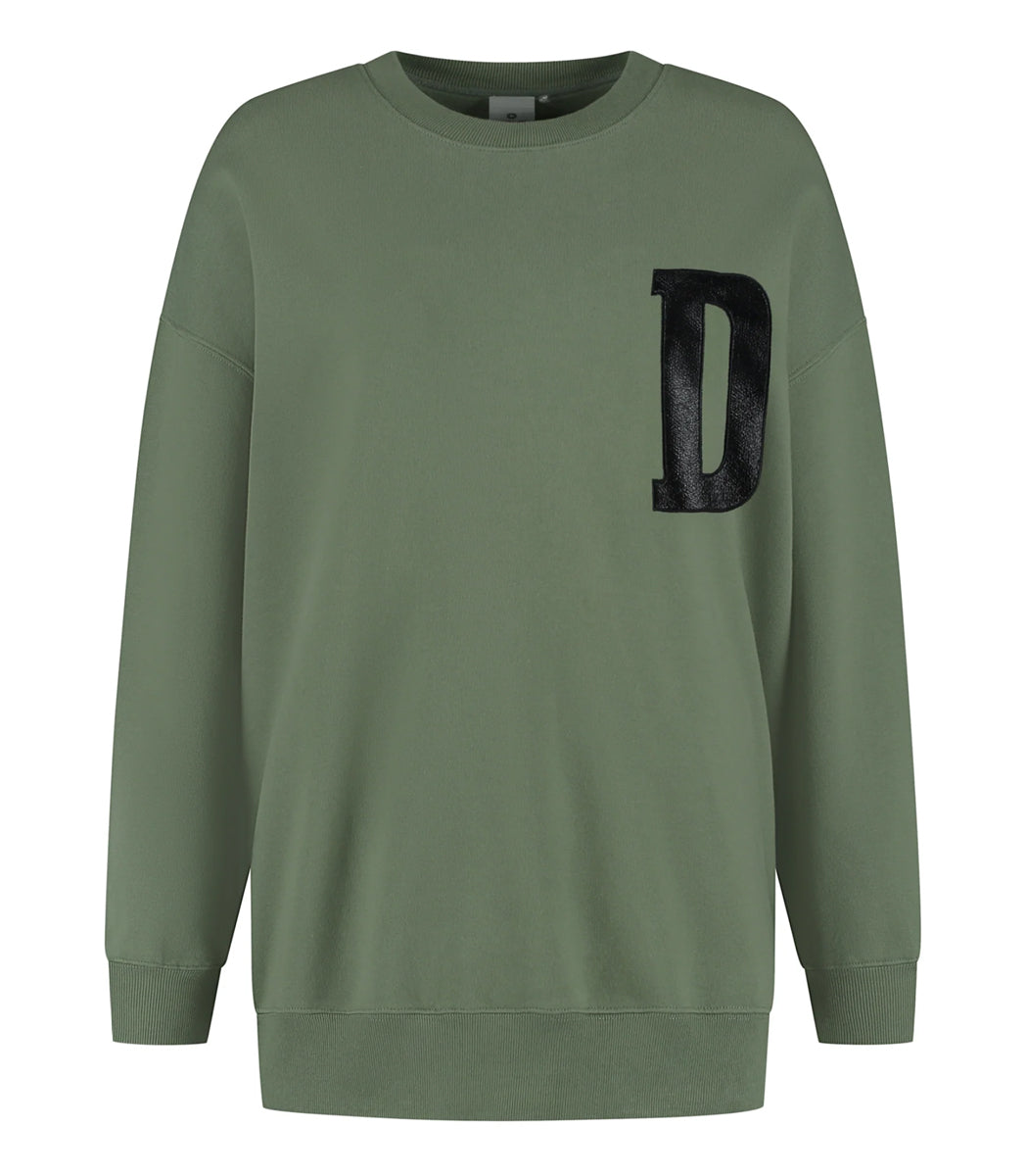 Deblon Sports Sweatshirt Oversize Oliv D-Patch Baumwolle French Terry Unisex