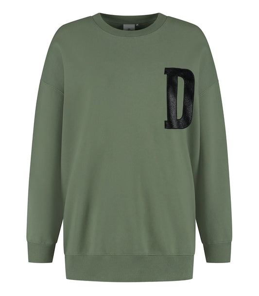 Deblon Sports Sweatshirt Oversize Oliv D-Patch Baumwolle French Terry Unisex