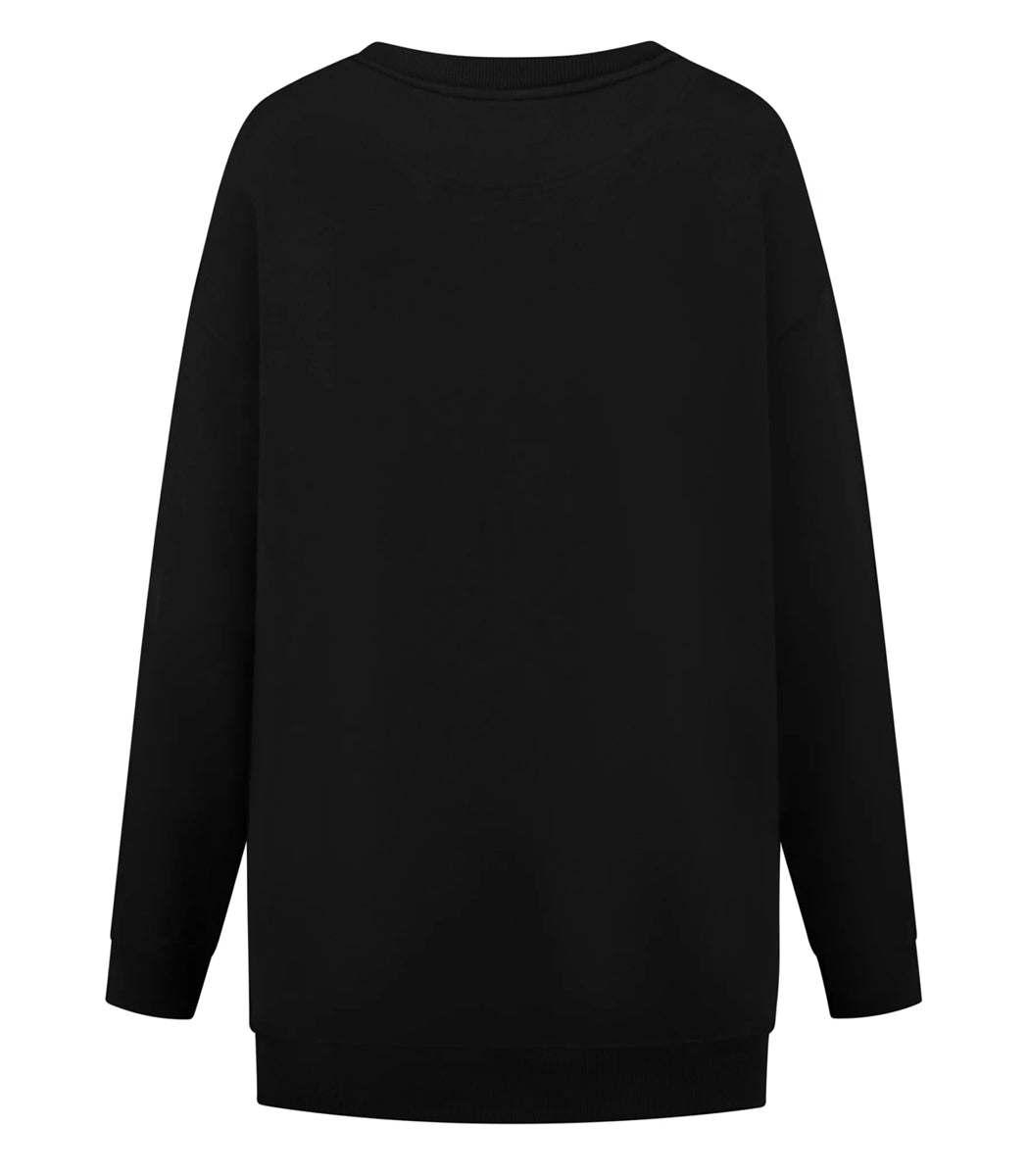 Deblon Sports Sweatshirt Oversize Schwarz D-Patch Baumwolle French Terry Unisex Rückseite
