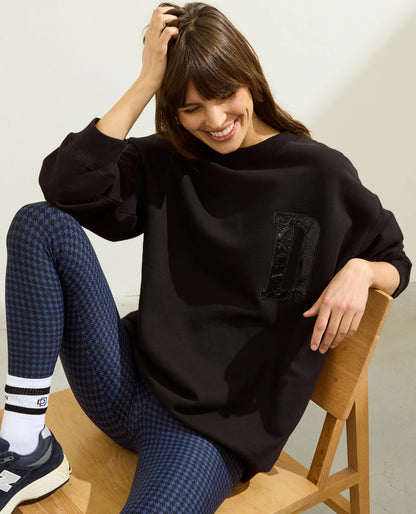 Deblon Sports Sweatshirt Oversize Schwarz D-Patch Baumwolle French Terry Unisex Model 2