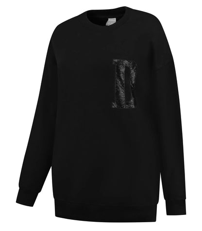 Deblon Sports Sweatshirt Oversize Schwarz D-Patch Baumwolle French Terry Unisex Seitlich