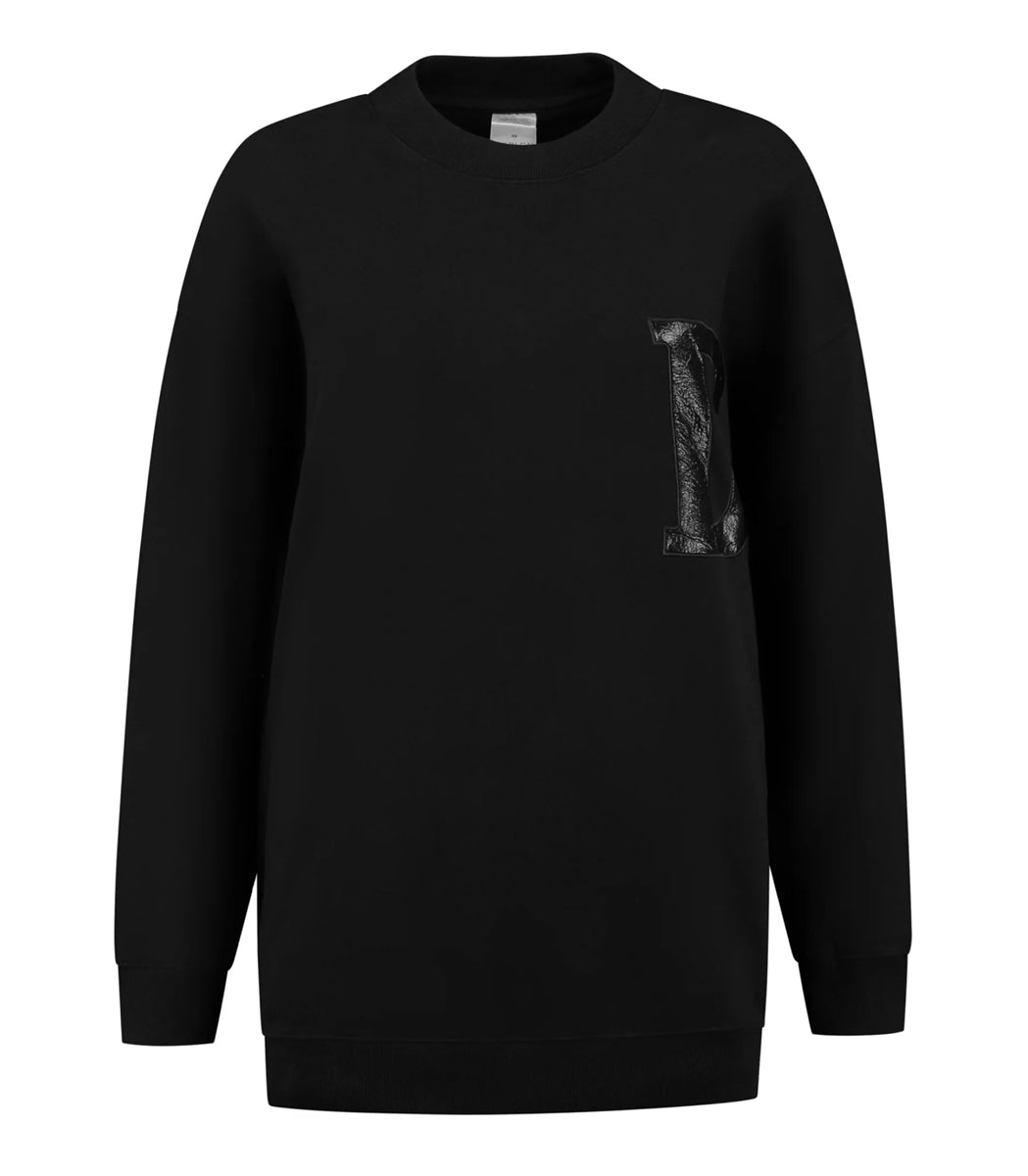 Deblon Sports Sweatshirt Oversize Schwarz D-Patch Baumwolle French Terry Unisex