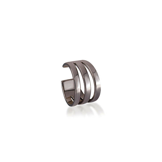 Kurshuni | Ear Cuff | Silber Rhodiniert | Anthrazit