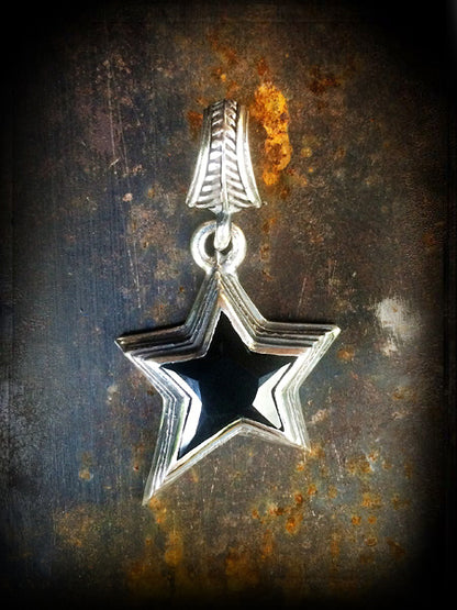 Elfcraft Anhänger Stern Zirkonia Schwarz Facettiert 925 Sterling Silber Massiv