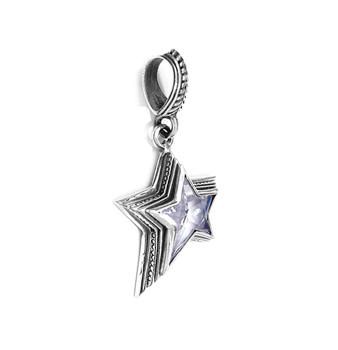 Elfcraft Anhänger Stern Zirkonia Weiß 925 Sterling Silber Massiv Seitlich