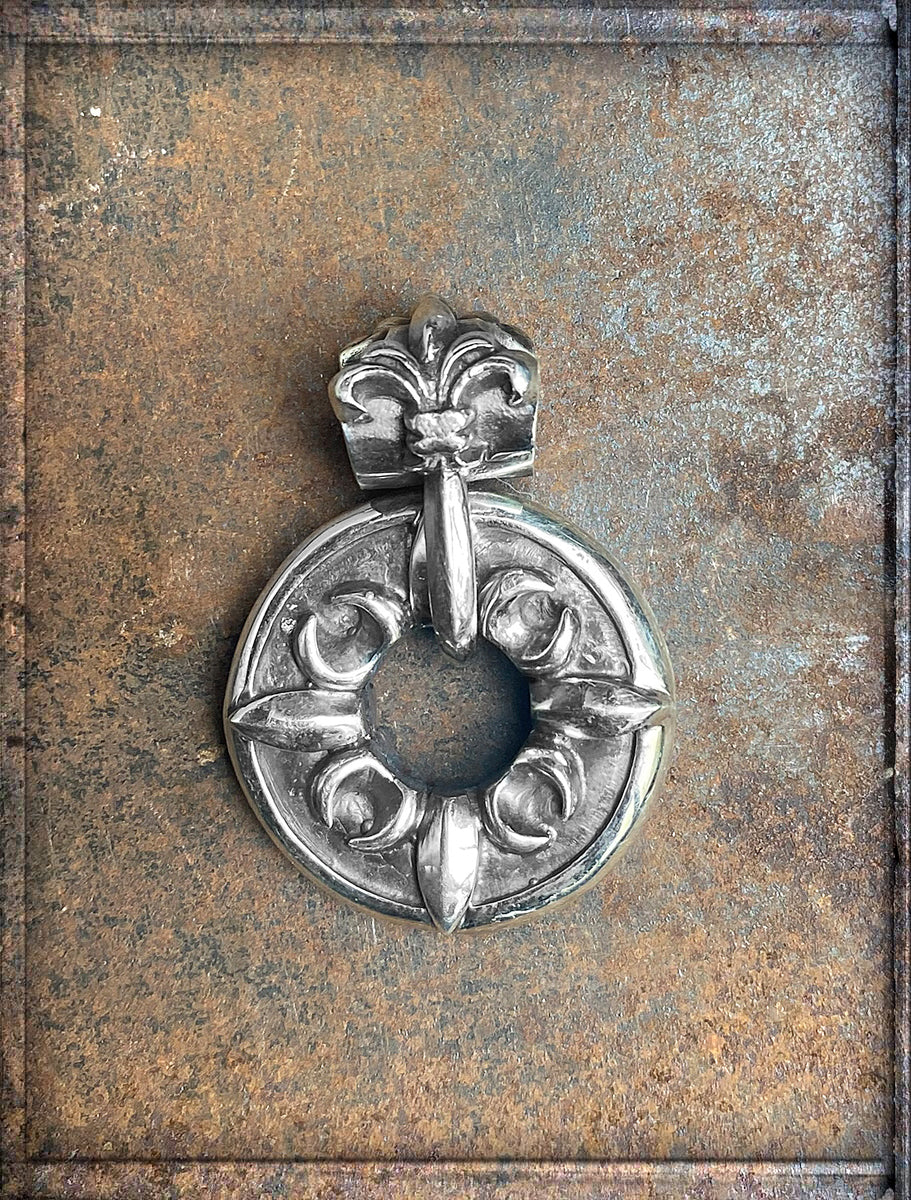 Elfcraft Anhänger 925 Silber Massiv Crescent Star Coin Lilie Beidseitig Tragbar Unisex