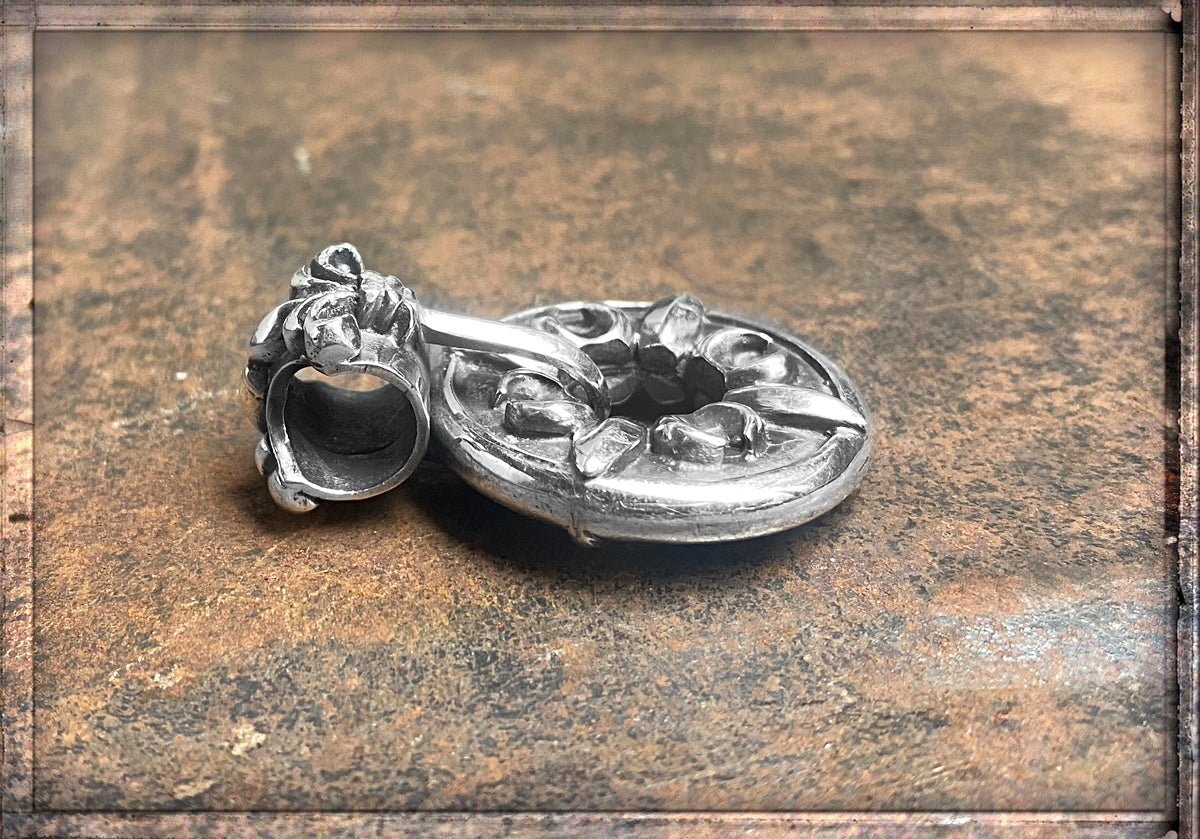 Elfcraft Anhänger Sterling Silber Massiv Crescent Star Coin Lilie Beidseitig Tragbar Unisex