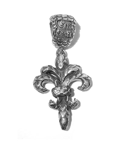 Elfcraft Anhänger Lilie Kreuzform Drachenschuppen-Optik 6,5 cm Gross 925 Sterling Silber Massiv Unisex Rückseite