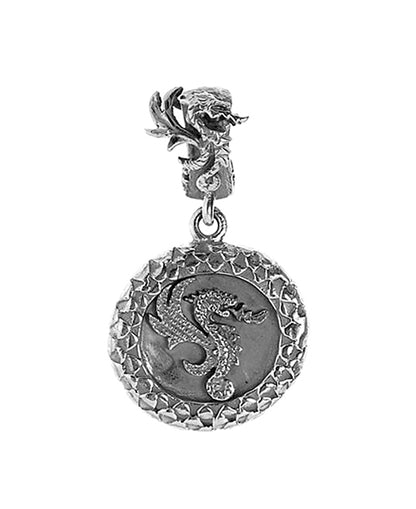Elfcraft Münz-Anhänger Drachen-Motiv Drachenschuppen-Fassung 925 Sterling Silber Massiv Unisex