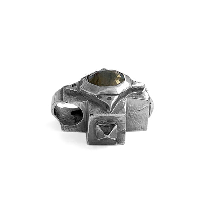 Elfcraft Anhänger Kreuz Octagon Labradorit Schwarze Diamanten 925 Sterling Silber Seitlich