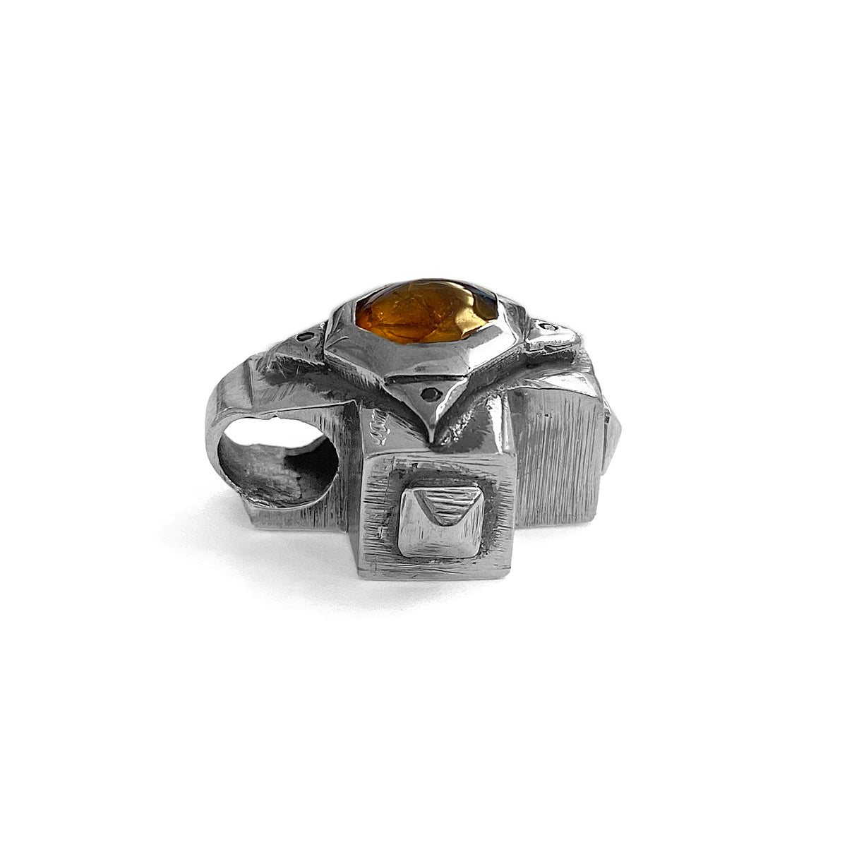 Elfcraft Anhänger Kreuz Octagon Bernstein Schwarze Diamanten 925 Sterling Silber Detail