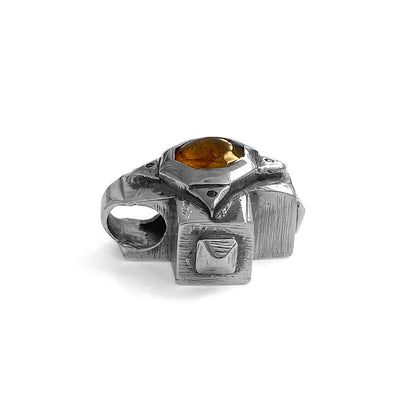 Elfcraft Anhänger Kreuz Octagon Bernstein Schwarze Diamanten 925 Sterling Silber Detail