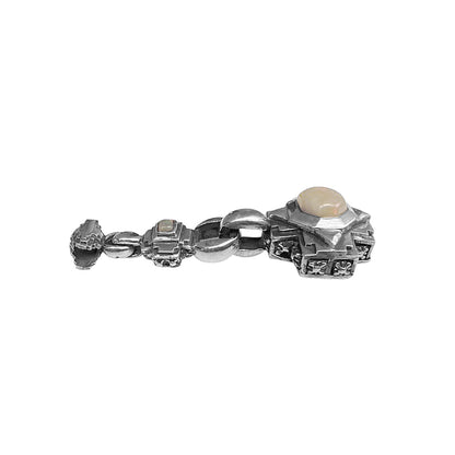 Elfcraft Anhänger Octagon Cross Charm Opal Cabochon 925 Sterling Silber Massiv Kreuz Markantes Unisex Unikat Seitlich