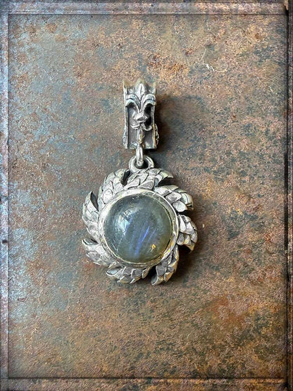 Elfcraft Anhänger Sonne Drachenschuppen Labradorit Lilie 925 Sterling Silber 2