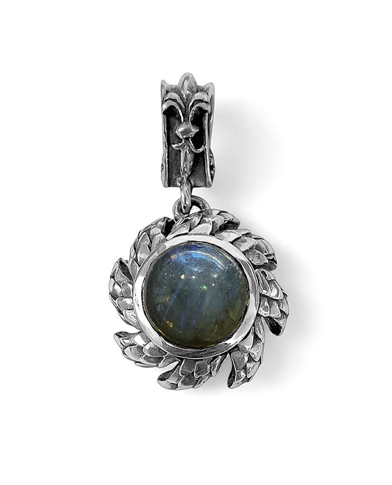 Elfcraft Anhänger Sonne Drachenschuppen Labradorit Lilie 925 Sterling Silber