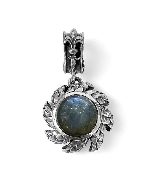 Elfcraft Anhänger Sonne Drachenschuppen Labradorit Lilie 925 Sterling Silber