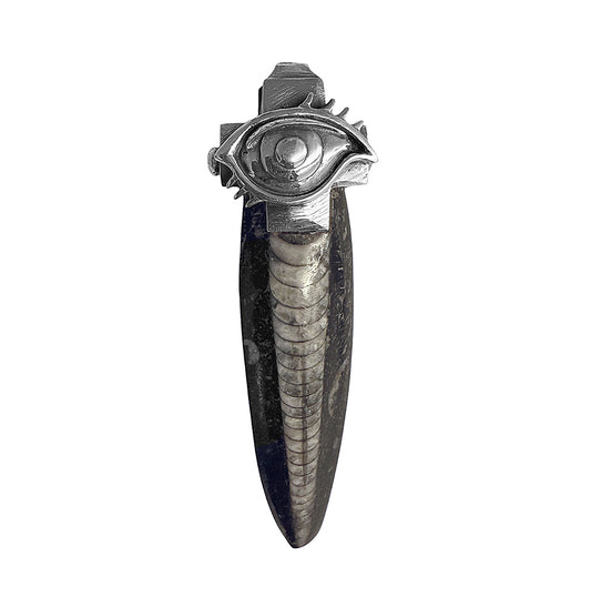 Elfcraft Anhänger The Third Eye Orthoceras Fossil 925 Sterling Silber Massiv Unikat Rock Style Unisex