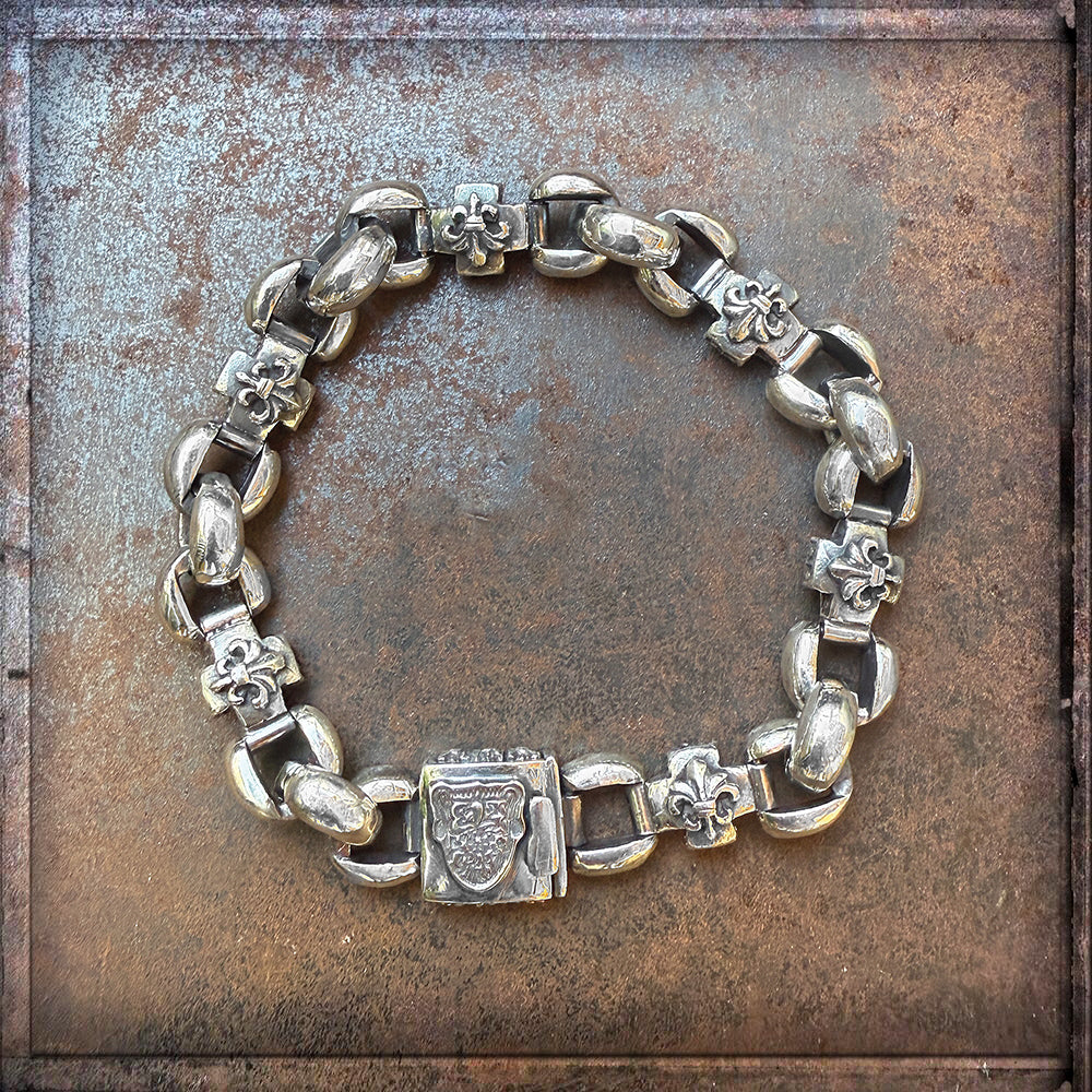 Elfcraft Armband Lilien Kreuz Erbsglieder Wappen Verschluss 925 Sterling Silber Massiv 2