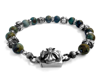 Elfcraft Armband Malteser Kreuze Afrikanischer Türkis Sterling Silber Massiv Unisex