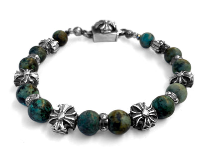 Elfcraft Armband Malteser Kreuze Afrikanischer Türkis 925 Sterling Silber Massiv Unisex