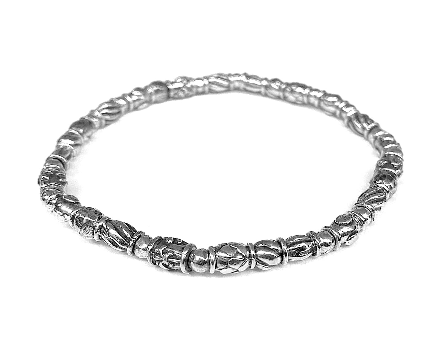 Elfcraft Armband Mini-Tubes Lilien Drachenschuppen 925 Sterling Silber Dehnbar Unisex