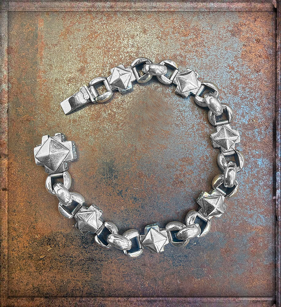 Elfcraft Armband Oktagon Kreuze Pyramiden Design Erbsmuster 925 Sterling Silber Massiv