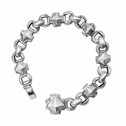 Elfcraft Armband Oktagon Kreuze Pyramiden Design Erbsmuster Sterling Silber Massiv Unisex