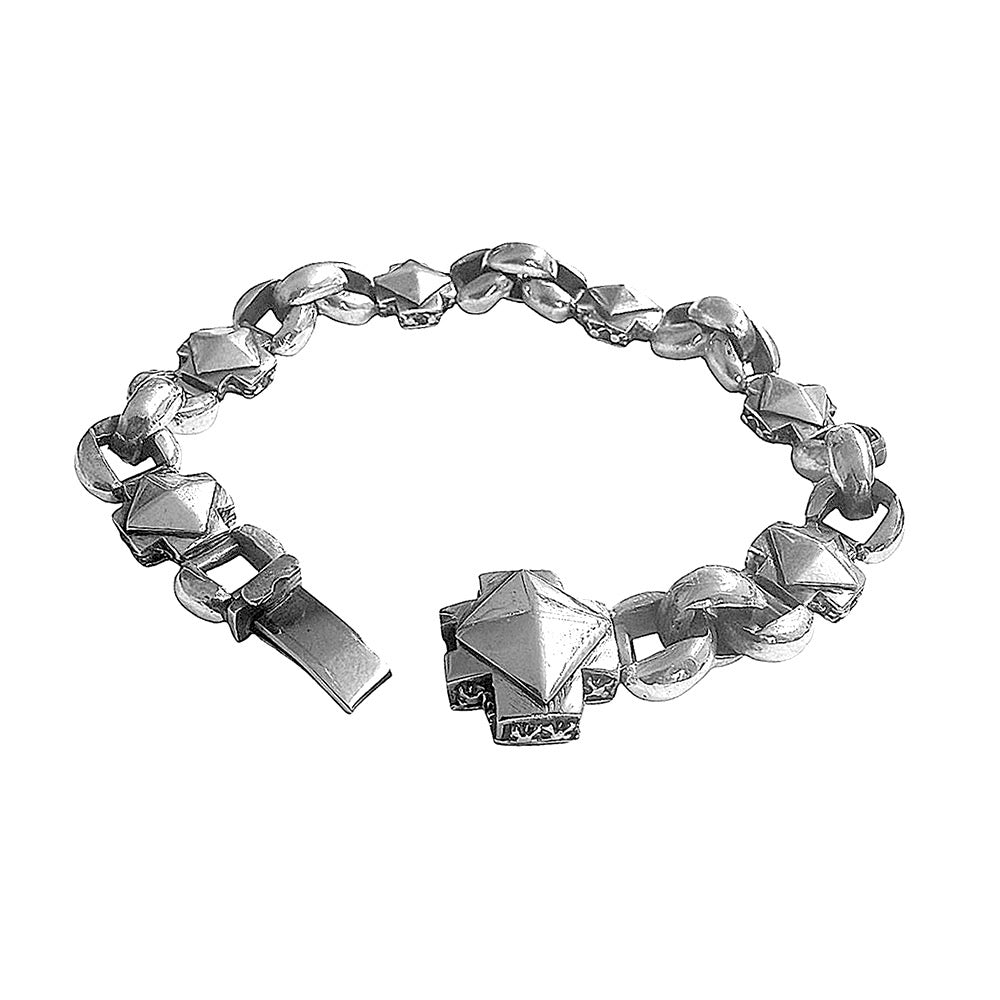 Elfcraft Armband Oktagon Kreuze Pyramiden Design Erbsmuster 925 Silber Massiv Unisex