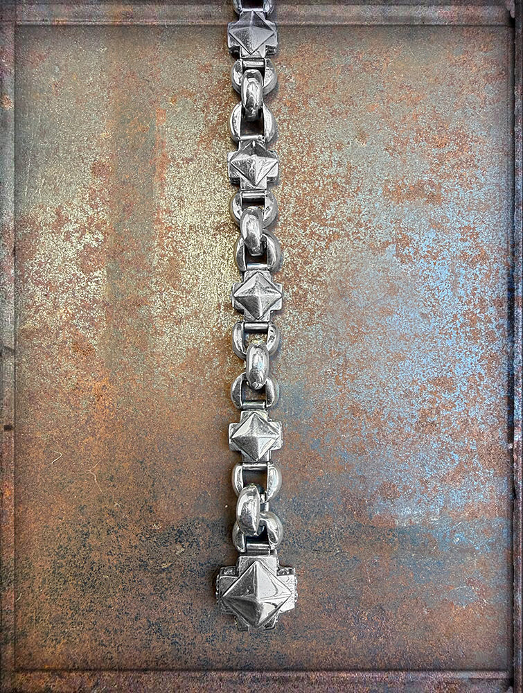 Elfcraft Armband Oktagon Kreuze Pyramiden Design Erbsmuster 925 Sterling Silber Massiv Unisex Detail 2