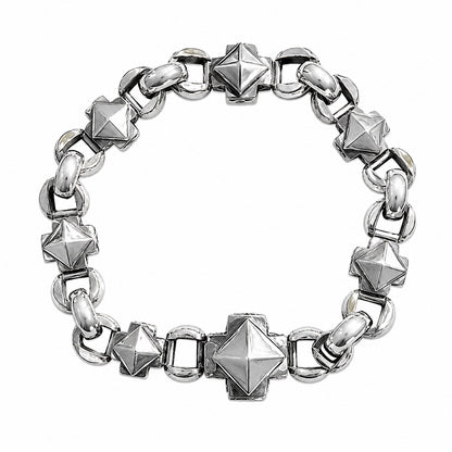 Elfcraft Armband Oktagon Kreuze Pyramiden Design Erbsmuster 925 Sterling Silber Massiv Unisex