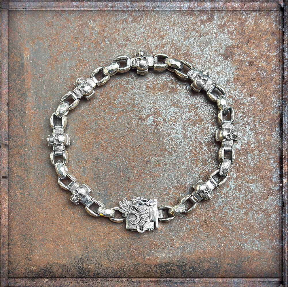 Elfcraft Armband Skull Kreuz Erbsglieder Drachen Verschluss Sterling Silber