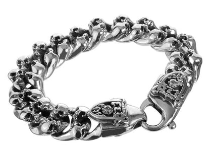 Elfcraft Skullarmband Panzerglieder Totenköpfe 925 Sterling Silber Massiv Markant