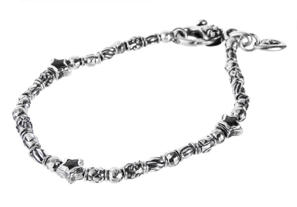 Elfcraft Armband Sterne Zirkonia Schwarz Mini Tubes 925 Sterling Silber Massiv Unisex