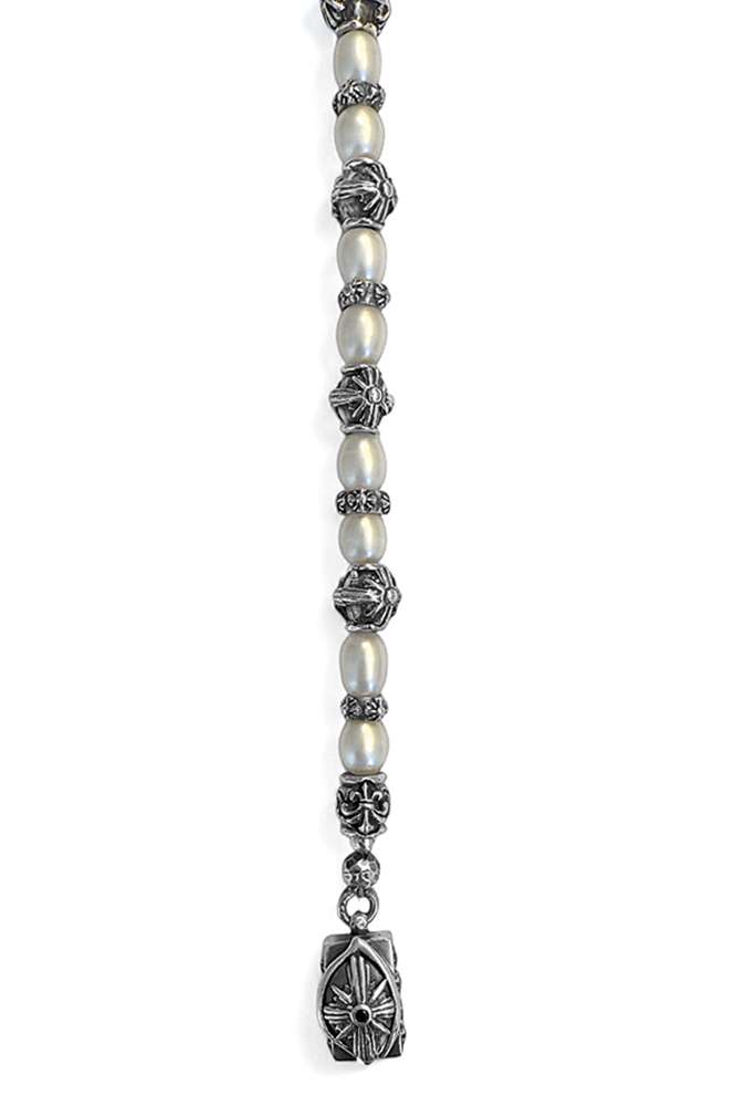Elfcraft Armband The Third Eye View 925 Silber Massiv Weiße Süßwasserperlen Unisex