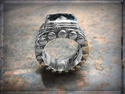 Elfcraft Bandring Drachenschuppen-Optik Zirkonia Schwarz Sterling Silber Massiv Unisex