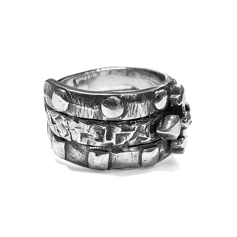 Elfcraft Bandring Dreireihig Kreuz 925 Silber Massiv Unisex