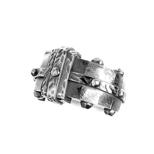 Elfcraft Bandring Gehämmert 925 Silber Massiv Unisex