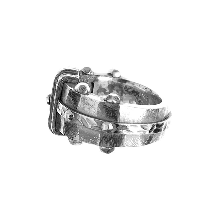 Elfcraft Bandring Gehämmert 925 Sterling Silber Massiv Unisex Seitlich