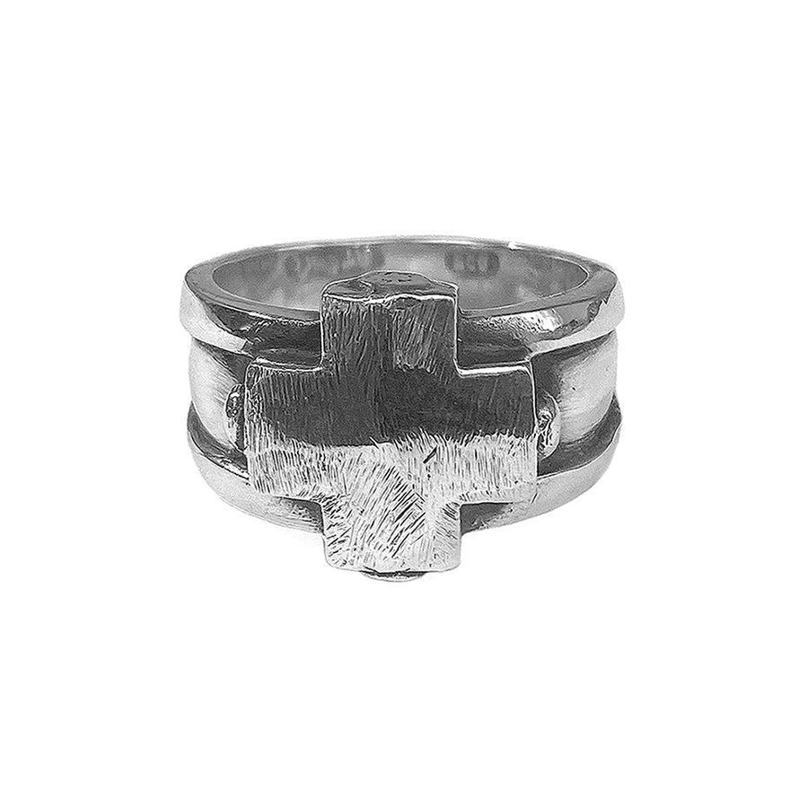 Elfcraft Bandring Kreuz 925 Silber Gehämmert Massiv Unisex