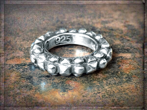 Elfcraft Bandring Pyramides Balls Motive Sterling Silber Massiv Unisex