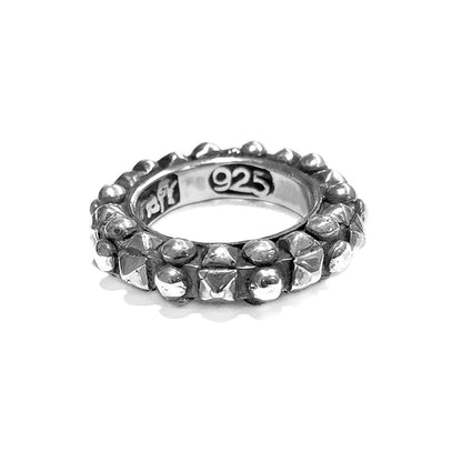Elfcraft Bandring Pyramides Balls Motive 925 Sterling Silber Massiv Unisex