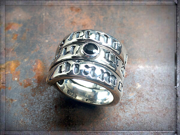 Elfcraft Bandring Shine On You Crazy Diamond Zirkonia Schwarz Sterling Silber Massiv Unisex