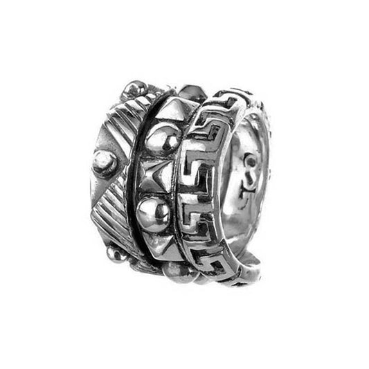 Elfcraft Bandrng Breit 925 Sterling Silber Ornamente Dreireihig Unisex