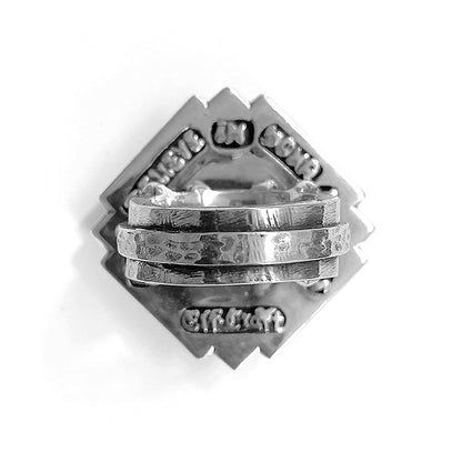 Elfcraft Statement Ring Chrysokoll Schwarze Diamanten 925 Sterling Silber Massiv Rückseite