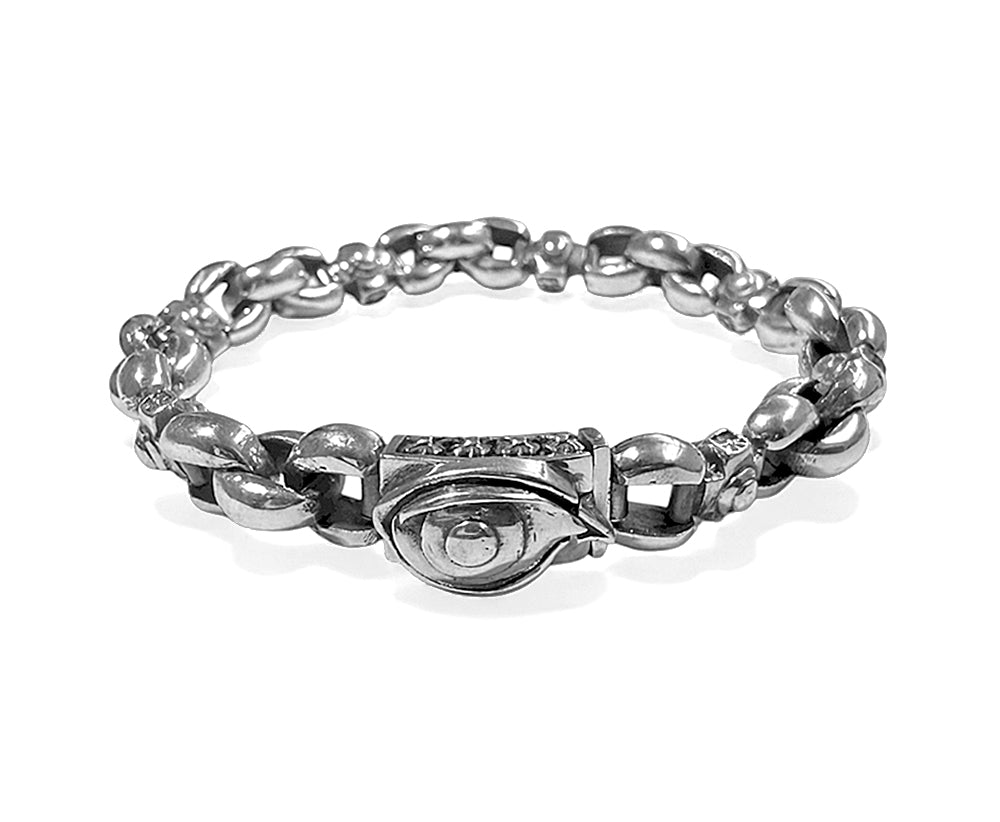 Elfcraft Erbsarmband 925 Sterling Silber Massiv Kreuz-Motive Third Eye Verschluss Unisex