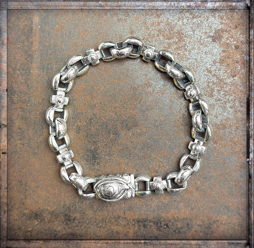 Elfcraft Erbsarmband 925 Sterling Silber Massiv Kreuz-Details Third Eye Verschluss Unisex