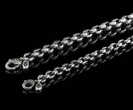 Elfcraft Erbskette Massiv Drachenschuppen-Optik 925 Sterling Silber Unisex