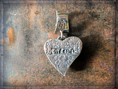 Elfcraft Herz-Medaillon Heart-Of-Sparks-Motive Sterling Silber Massiv Lilien-Karabiner Rückseite